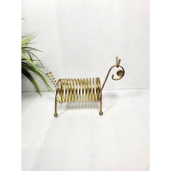 Mid Century Modern Wire Coil Letter Holder, Vintage Gold Tone Animal Desk Decor - Picture 1 of 4